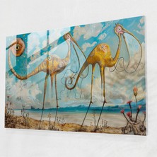 Popcasso Hayalperest Hayvan Temalı Temperli Cam Tablo - Salvador Dali Tarzı Modern Sanat