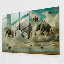 Popcasso Yüzen Fil Cam Duvar Tablosu - Salvador Dali Modern Sanat Ev Dekorasyonu
