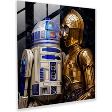 Popcasso Vitray Temsili R2-D2 ve C-3po ile Star Wars Cam Tablo - Zarif Mozaik Tasarımı