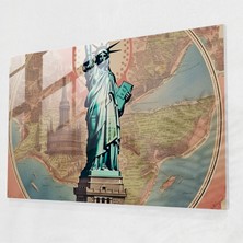 Popcasso Amerika Birleşik Devletleri Haritası Cam Duvar Tablosu - Modern Sanat ile Süslenmiş Detaylı Harita Tasarımı