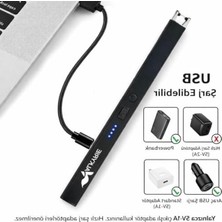 Cekar Store USB Şarjlı Elektrikli Arc Çakmak | Mum Için | Zsız | Rüzr Kırıcı | Çift Emniyetli | Siyah Renk