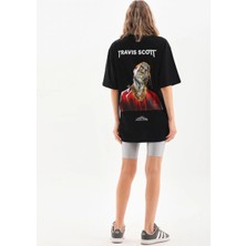 Asmedo Kadın Baskılı T-Shirt Kısa Kol Bisiklet Yaka Oversize Rahat Kalıp Günlük Tişört - Si