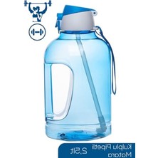 Cekar Store Porsima 161643-003 Bpa Free Kulplu Pipetli Motivasyon Sporcu Su Matarası Suluk Gym Matara 2,5lt Su Şişesi