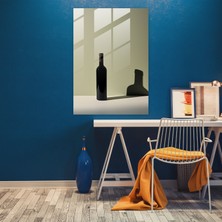 Popcasso Minimalist Şarap Şişesi Cam Tablo - Boş Arka Plan ile Şarap Bardağı Temalı Duvar Dekorasyonu