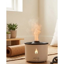 Pileli Store Aromaterapi Difüzörü Alev Efektli LED Işıklı Sessiz Hava Nemlendirici Otomatik Kapanma
