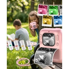 Pileli Store Mini Çocuk Kamerası Fotoğraf Video Çekim 4 Rulo Baskı Kağıdı ve 5 Kalem Hediyeli
