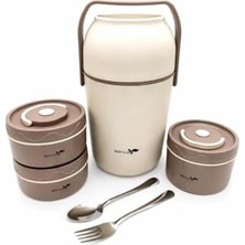 Cekar Store 3 Katmanlı Isı Yalıtımlı Termos Yemek Kabı Seti – 304 Paslanmaz Çelik, Sızdırmaz 3 Gözlü