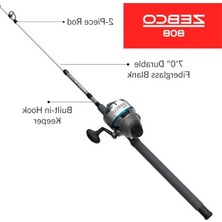 Cekar Store 808 Tuzlu Su Spincast Makarası ve Olta Combo, 7'0 "dayanıklı Z-Cam Çubuk, Genişletilş Eva Kolu, Abs Eklemeli Paslanmaz Çelik Makara Kapağı, 20 Lbs. Cajun Line, Siyah