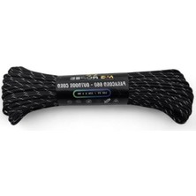 Cekar Store Polyester Paracord Ip 4 mm Beyaz Desenli Siyah Renk 30 Metre