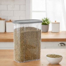 Veloxa 2.4 Litre Şeffaf Erzak Saklama Kabı - Ölçü Çizelgeli Hava Almaz Kapaklı Mutfak Organizer Gri 44