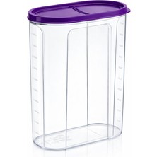 Veloxa 2.4 Litre Şeffaf Erzak Saklama Kabı - Ölçü Çizelgeli Hava Almaz Kapaklı Mutfak Organizer Mor 44