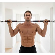 Cekar Store Nk Spor Ayarlanabilir Tam Boy Süngerli Kırmızı Koridor Barı 80X130 -Fitness Barı-Push Up-Kol-Omuz-Sırt-Eps-Pull-Up- Barfiks Deri-Spor-Egzersiz-Gym-Evde Spor Siyah - Kırmızı