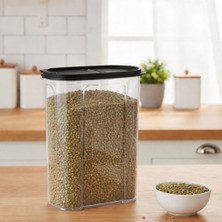 Veloxa 2.4 Litre Şeffaf Erzak Saklama Kabı - Ölçü Çizelgeli Hava Almaz Kapaklı Mutfak Organizer Siyah 44