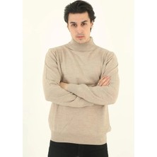 Asmedo Erkek Yarım Balıkçı Yaka Triko Kazak - Bej
