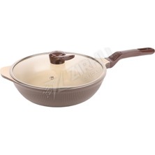 Akdeniz Shellix Kapaklı Döküm Tava Krem 28 cm