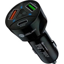 Cekar Store Apera BN72 55W Araç Içi Çakmaklık Hızlı Şarj Aleti Pd Quick Charger 2 USB 1 Type-C Çıkış