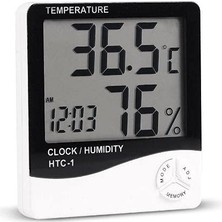 Cekar Store Wellhise Htc-1 Dijital Termometre Sıcaklık ve Nem Ölçer Higrometre Masa Alarm