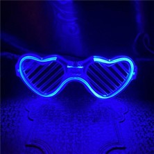 Pileli Store Mavi LED Işıklı Kalp Gözlük – 3 Modlu Parti &amp; Glow Gözlüğü