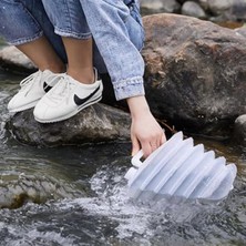 Cekar Store 15 Lt Katlanabilir Musluklu Su Bidonu, Plastik Piknik Kamp, Çeşmeli Su Torbası, Akordeon, Şeffaf,