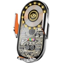 Cekar Store Natune Cyberpunk Kablosuz Araç Şarj Cihazı Montajı, 15 W Hızlı Şarj, Araba Havalandırma Için Otomatik Sıkıştırmalı Telefon Montajı, IPHONE15/14/13/12/11/X/8 Serisi/samsung Galaxy Telefonları Için