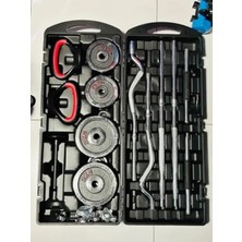 Cekar Store Çantalı Döküm Der Plaka Dambıl Seti 55  Siyah Dumbbell Set Z Barlı Dambıl Set