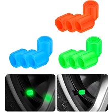 Cekar Store Kyrotech 12 Adet Floresan Karanlıkta Parlayan Oto Araba Sibop Kapağı Tüm Araçlara Uyumlu Fosforlu 3 Farklı Renk Mavi Kırmızı Yeşil Toz Geçirmez Motorsiklet Suv Kamyon Supap Kapağı Oto Aksesuarları