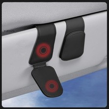 Cekar Store Araç Içi Gözlük Tutucu Deri Manyetik Kart ve Gözlük Tutucu Klips Oto Gözlük Tutucu Siyah