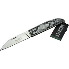 Flamex Crkt Cr 0102 Kamp Çakı 20 cm - Balık Desenli Metal Sap, Kılıflı, Kutulu