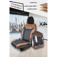 Cekar Store Ssanyong Kyron ile Uyumlu Lüx Deri Süet Oto Koltuk Kılıfı Ön Arka Takım Premium Serisi Kahverengi Siyah