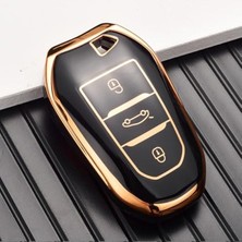 Cekar Store Peugeot Anahtar Koruma Kılıfı, 208 308 508 2008 3008 5008 Rifter Modelleri Için, Sustasız, Siyah-Altın