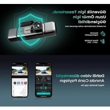 Cekar Store Ses Kontrolü,3 Kanallı 3,18 Inç Dokunmatik Ekran, 2160P + 1080P + 1080P Ön ve Arka Iç Döngü Kaydı, 5,8 Ghz Wifi, Gps, Gece Görüşü, Wdr, Park Modu ile 4K Araç Kamerası 128 GB Hafıza Kartlı