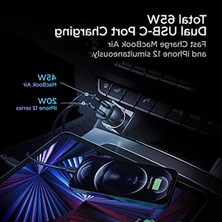 Cekar Store Spigen 65W Usb-C 2 Port Araç Içi Hızlı Şarj Aleti Pps Desteği Akım Korumalı Güç Adaptörü Çakmaklık Iphone, Android, Ipad, MacBook Type-C - ACP02562