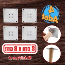 Cekar Store 4 Adet Metal Çinko Masa Bağlantı Sacı Düz 8 x 8 cm Mobilya Yemek Masası Ayak Bağlama Saçı Aparat
