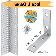 Cekar Store (25 Adet) Metal Köşebent 50X50X15 mm Ince L Demiri Gönye Mobilya Duvar Sabitleme Bağlantı Aparatı