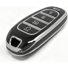 Cekar Store Autohan Keys Hyundai Tucson ve Santa Fe Için Nano Akıllı Anahtar Kılıfı, 2021-2022 Model, Siyah Gümüş