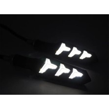 Cekar Store 2 Adet Beyaz Işıklı Motosiklet Dönüş Sinyal Takım Ledi - Y Model Led'li-Beyaz