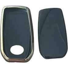 Cekar Store Autohan Keys Toyota Chr Hilux Corolla Land Cruiser Yaris Cross Camry Rav4 Için 2 Buton Nano Anahtar Kılıfı, Siyah Gold