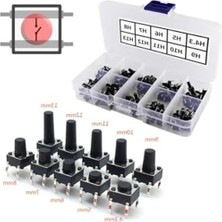 Cekar Store Alkatronik 200 Adet 6X6MM Tact Buton Set 10 Farklı Yükseklikte 4 Pin Dokunmatik Anlık Basmalı Düğme Anahtar