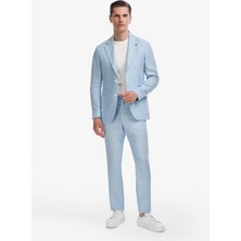 Cacharel Erkek Açık Mavi Slim Fit Beli Lastikli %100 Keten Pantolon 50324475-VR003