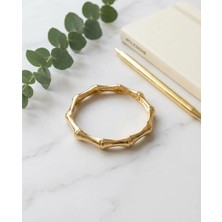 14K Bambu Motifli Kelepçe Bilezik