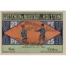 Banknoting Almanya 25 Pfennig 1921 Notgeld-Neustadt Holsteın. Çil.