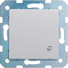 Cekar Store Viko Novella Gümüş Kapakli Toprakli Priz Mekanizma+Düğme Kapak Çabuk Bağlanti Çarpma Karşıtı Çocuk Korumalı