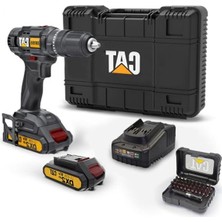 Cekar Store DX155.1SET 18 VOLT/2.0AH Li-Ion Çift Akülü Profesyonel Şarjlı Darbeli Matkap + DA01901 32 Parça Vidalama Uç Seti