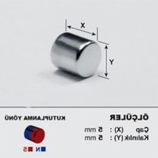 Cekar Store Dünya Magnet 25 Adet Çap 5mm x Kalınlık 5mm Silindir Güçlü Neodyum Mıknatıs