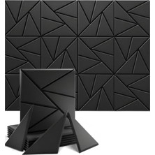 Cekar Store 12'li Siyah Duvar Karoları Dekoratif Isı Yalıtım, Ses Yalıtım Yapışkanlı Duvar Deseni Ev, Stüdyo,ofis Için