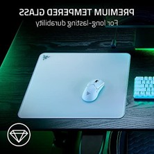 Cekar Store Razer Atlas - Cam Fare Altlığı (Birinci Sınıf Temperli Cam, Ultra Pürüzsüz Yüzey, Mikro Kazınmış Yüzey, Kir ve Çizilmeye Dayanıklı, Daha Sessiz Fare Hareketleri, Kaymaz Kauçuk Taban) Beyaz