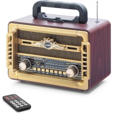 Pileli Store Bluetooth Nostaljik Hoparlör Fm Kumandalı 28 x 14.1 x 21 cm NS8081BT