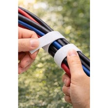 Cekar Store Cırt Cırt Sabitleyici Kablo Düzenleyici - 5 Metre x 1cm | Kolay Kullanım, Bahçe ve Ev Için Pratik Çözüm (Beyaz)
