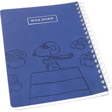 Cekar Store Vegan Deri Spiral Günlük, Snoopy Pilot – 20,32 cm x 25,4 Cm, 192 Çizgili Sayfa, Şimdi Yaz" Yazılı Gümüş Folyo Kapağında Süslenmiştir – Notlar, Listeler ve Daha Fazlası Için Mükemmel