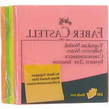 Cekar Store Faber-Castell Yapışkan Notluk 50X50MM, Karışık Fosforlu Renkli Mini Küp
